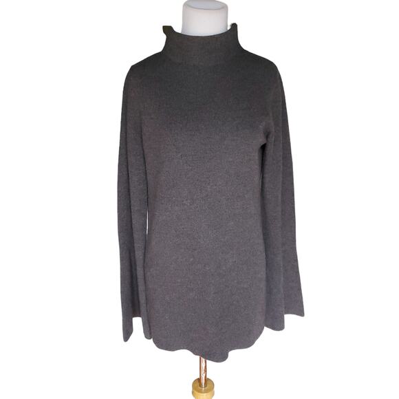 Robert Rodriguez Gray Wool Cashmere Bell Sleeve Open Back Rib Sweater Sz Small - Picture 2 of 11